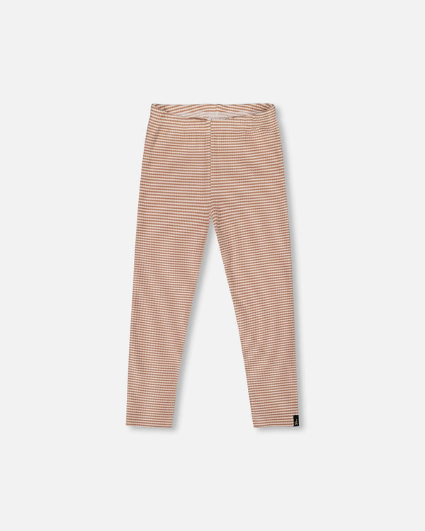 Rib Striped Leggings Beige And Off-White - H20G61_000