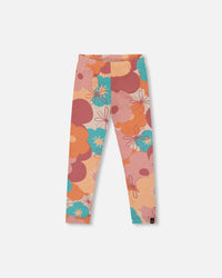 Organic Cotton Jersey Leggings With Coral Flowers - H20G62_058