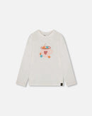 Organic Cotton Long Sleeve T-Shirt Off-White With Hot Chocolate - H20G70_101