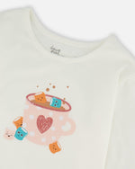 Organic Cotton Long Sleeve T-Shirt Off-White With Hot Chocolate - H20G70_101