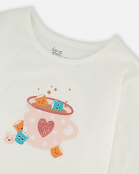 Organic Cotton Long Sleeve T-Shirt Off-White With Hot Chocolate - H20G70_101