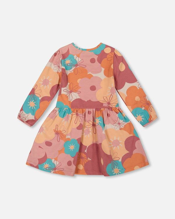 Organic Cotton Dress With Coral Flowers - H20G88_058