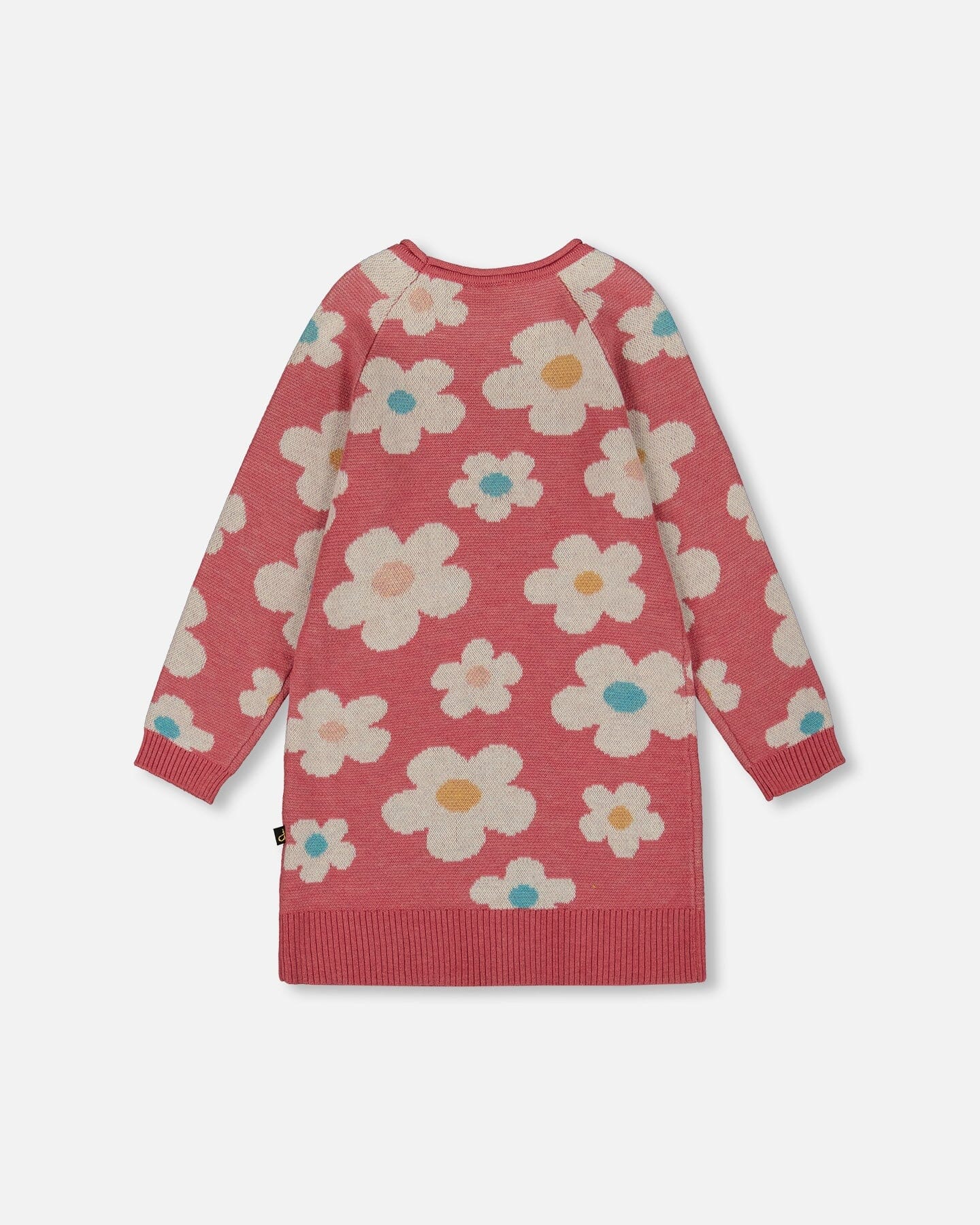 Knitted Dress With Flower Jacquard Old Pink And Beige - H20GT89_000