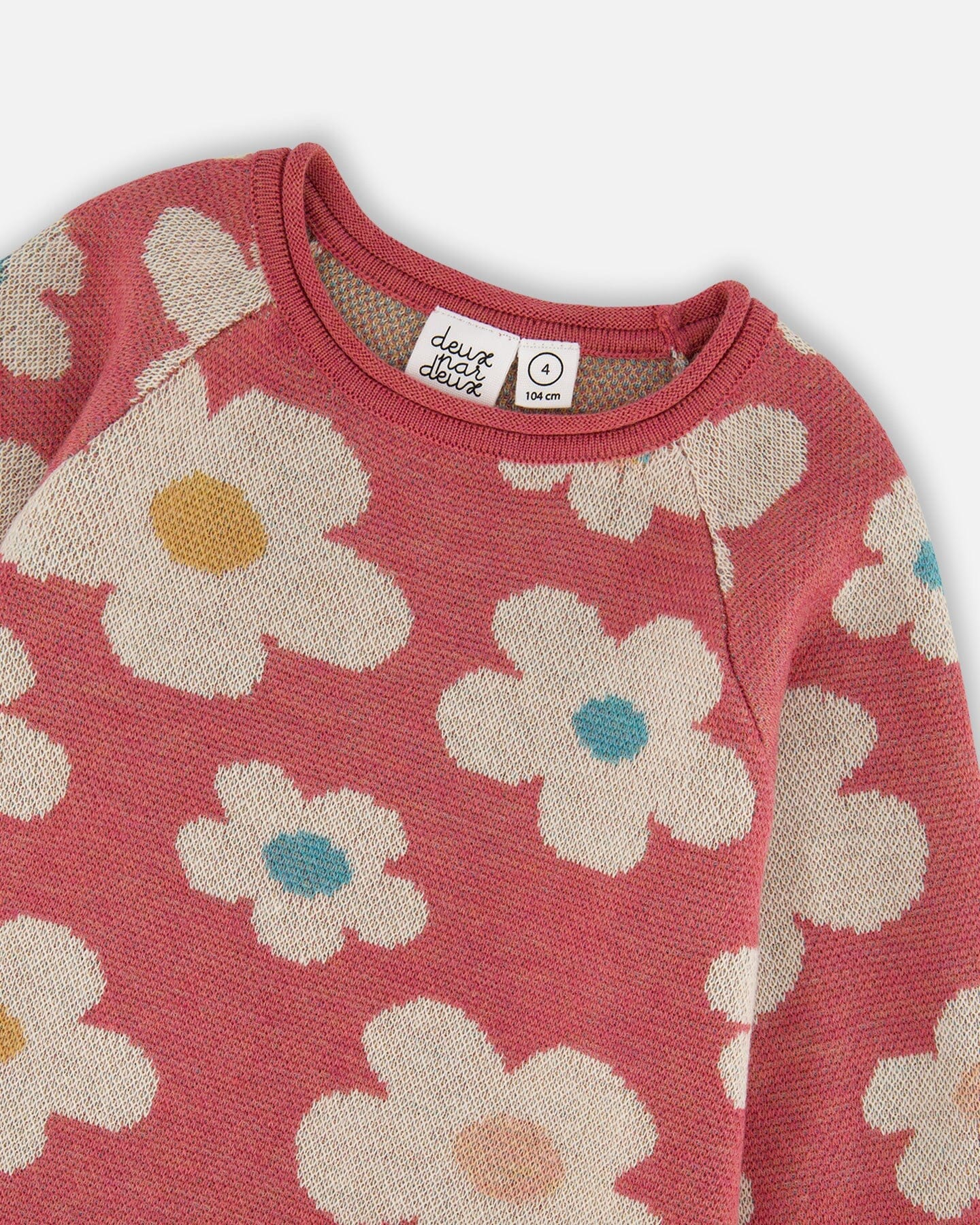 Knitted Dress With Flower Jacquard Old Pink And Beige - H20GT89_000