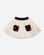 Glittering French Terry Skirt Beige And Black - H20H80_000