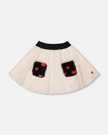 Glittering French Terry Skirt Beige And Black - H20H80_000