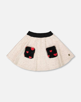 Glittering French Terry Skirt Beige And Black - H20H80_000