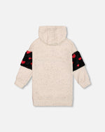 Hooded Glittering French Terry Dress Beige With Heart Bag - H20H86_000