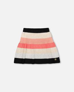 Striped Knit Skirt Beige Black And Pink - H20HT81_000