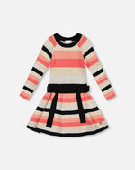 Striped Knit Dress Beige Black And Pink - H20HT85_000