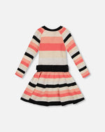 Striped Knit Dress Beige Black And Pink - H20HT85_000