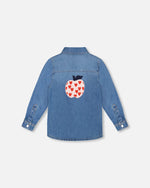 Denim Shirt Light Blue With Patch Pockets And Apple Patch - H20I15_125