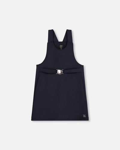 Milano Jumper Dress Navy Blue With Buckle Detail - H20I40_484