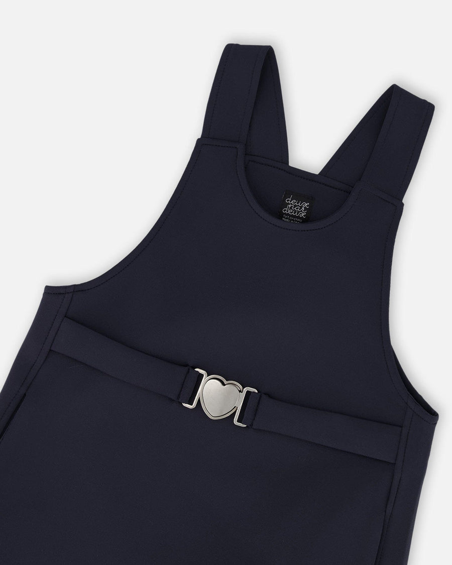 Milano Jumper Dress Navy Blue With Buckle Detail - H20I40_484