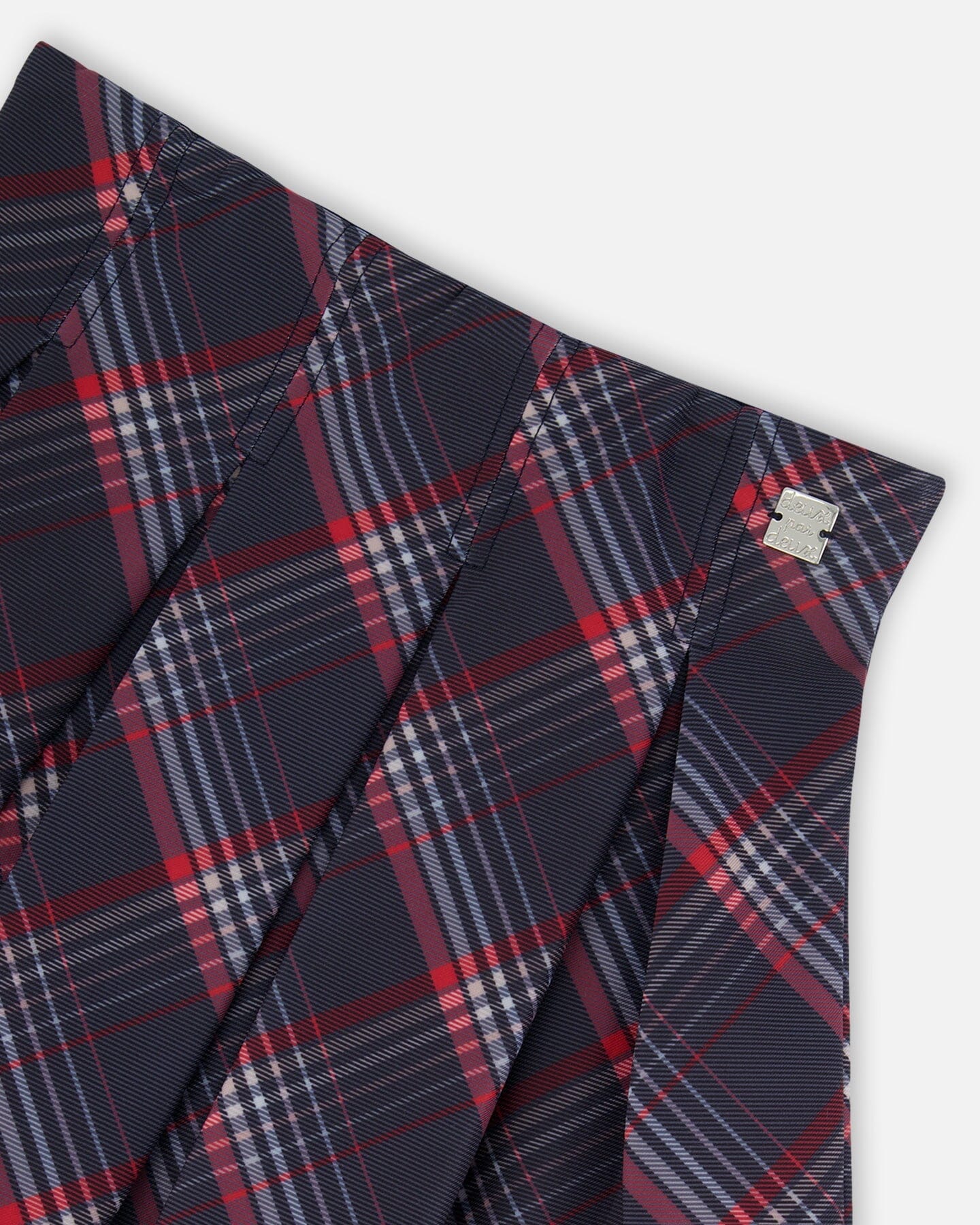Pleated Milano Skirt Red And Navy Plaid - Deux par Deux