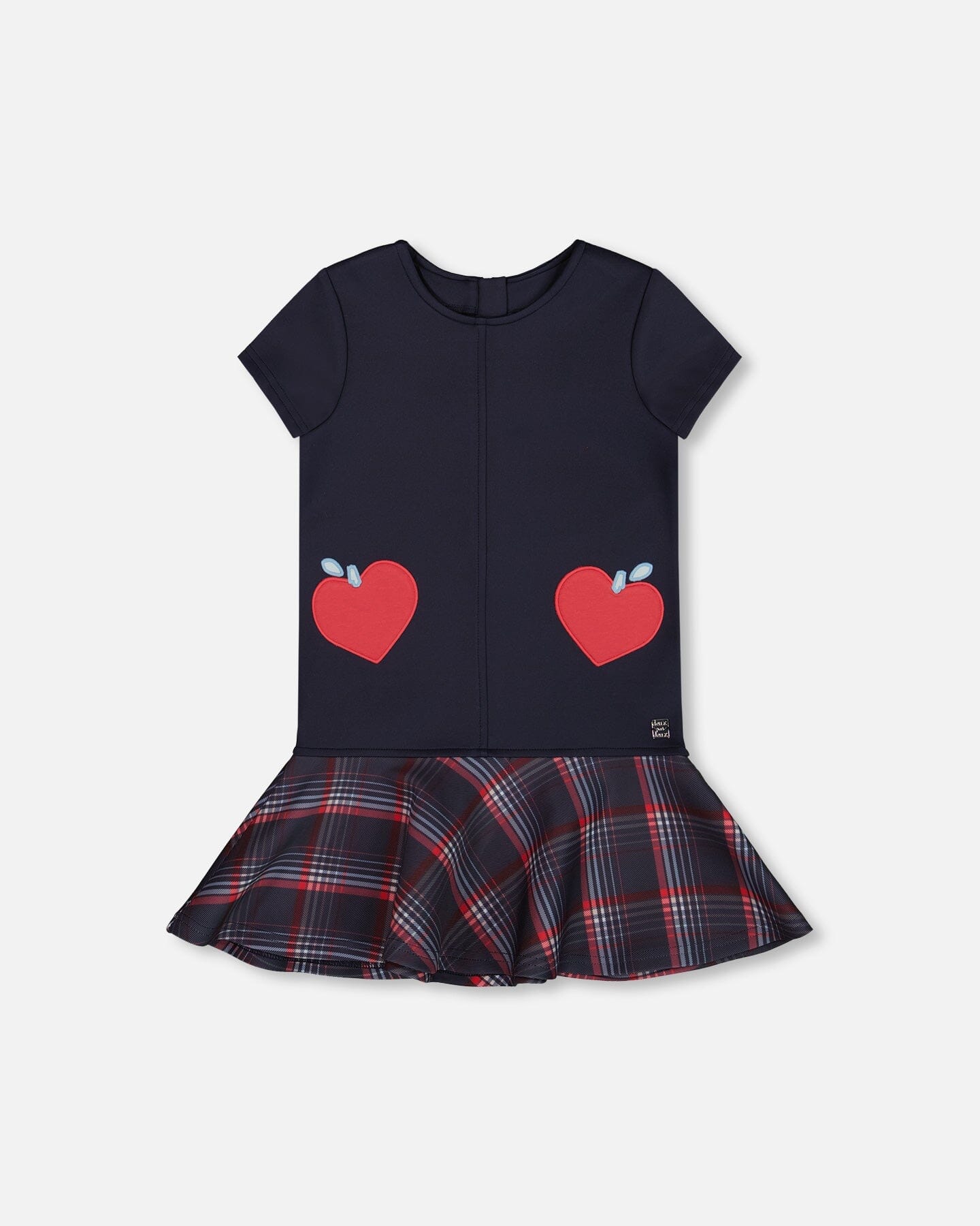 Milano Dress Navy Blue With Plaid Flounce - H20I87_484