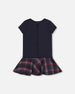 Milano Dress Navy Blue With Plaid Flounce - H20I87_484