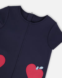 Milano Dress Navy Blue With Plaid Flounce - H20I87_484