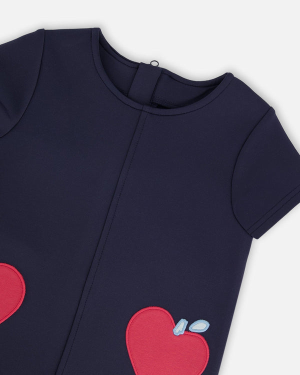 Milano Dress Navy Blue With Plaid Flounce - H20I87_484