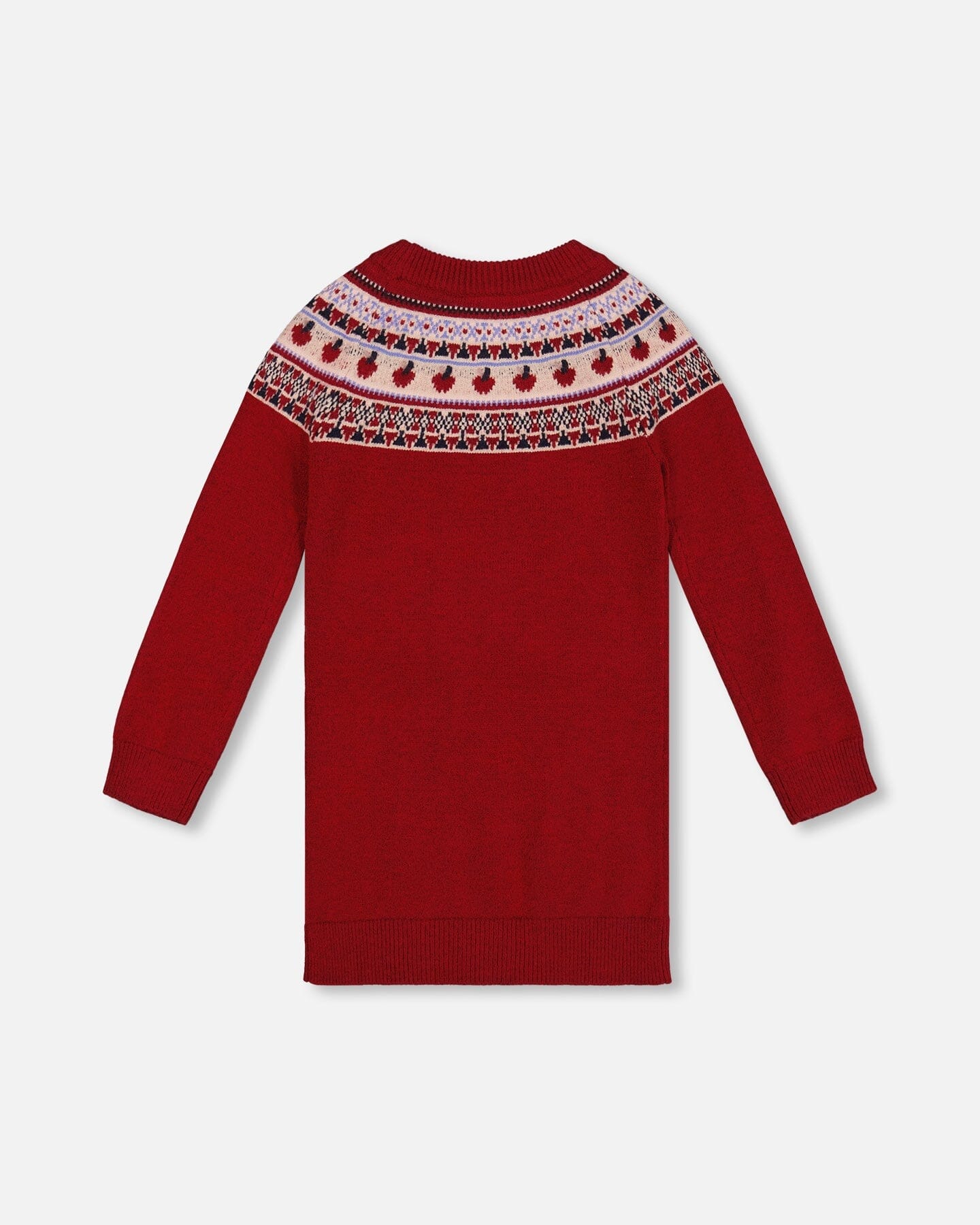 Knit Dress Red With Apple Jacquard Yoke - H20IT86_709