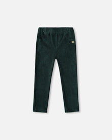 Stretch Velour Rib Treggings Dark Green - H20J20_548