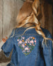 Denim Jacket Blue With Ruffle Hem And Floral Embroidery - H20J50_123