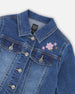Denim Jacket Blue With Ruffle Hem And Floral Embroidery - H20J50_123