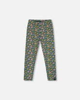 Legging vert imprimé de fleurs