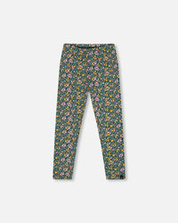 Leggings Green With Flower Print - H20J60_073