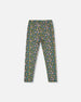 Leggings Green With Flower Print - H20J60_073
