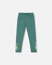 Leggings Dark Green With Flower Print - H20J60_548