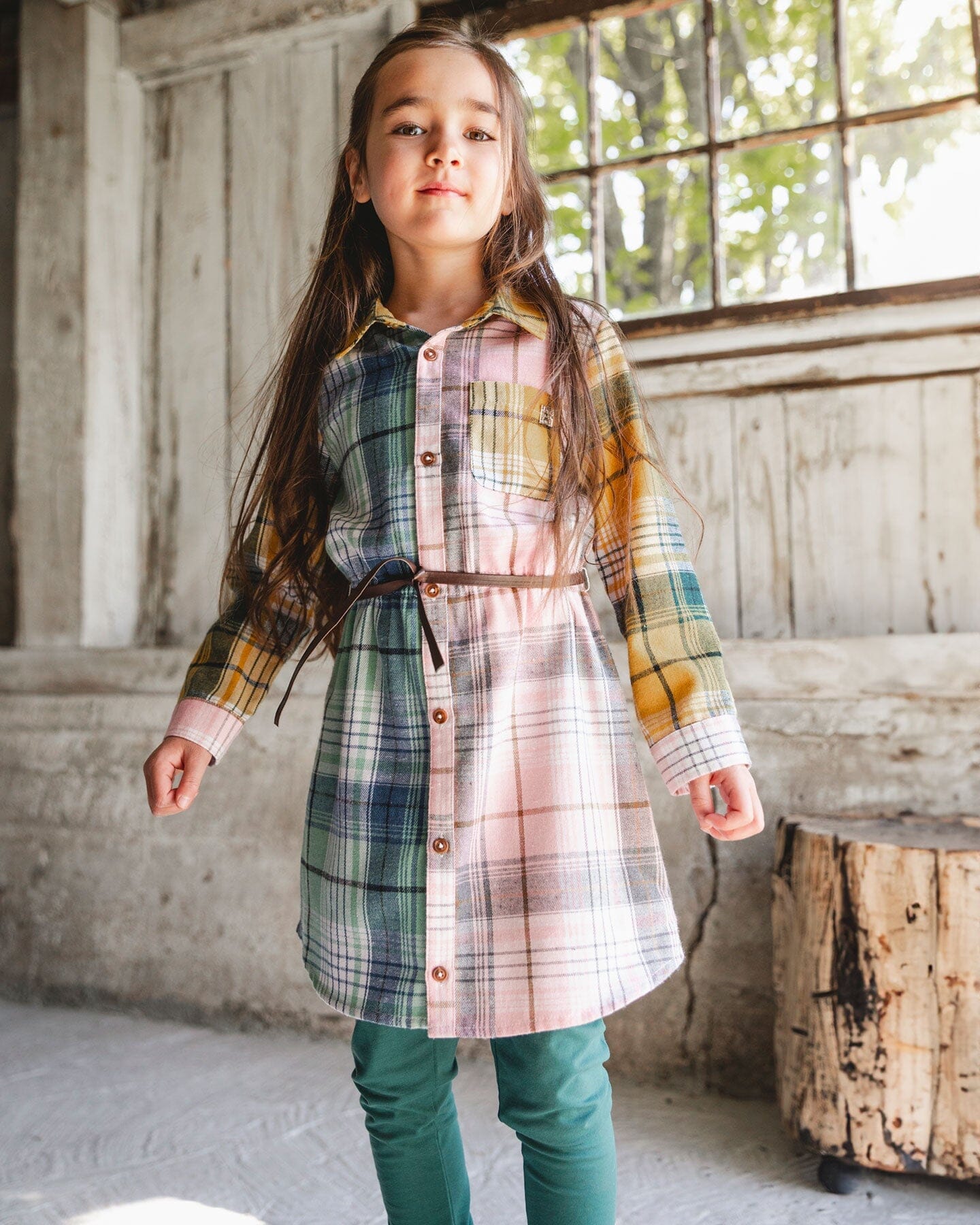 Leggings Dark Green With Flower Print - H20J60_548