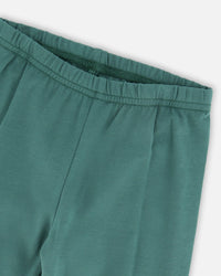 Leggings Dark Green With Flower Print - H20J60_548