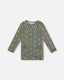 Jersey Tunic Green With Floral Print - H20J77_073