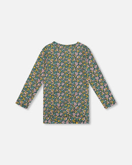 Jersey Tunic Green With Floral Print - H20J77_073