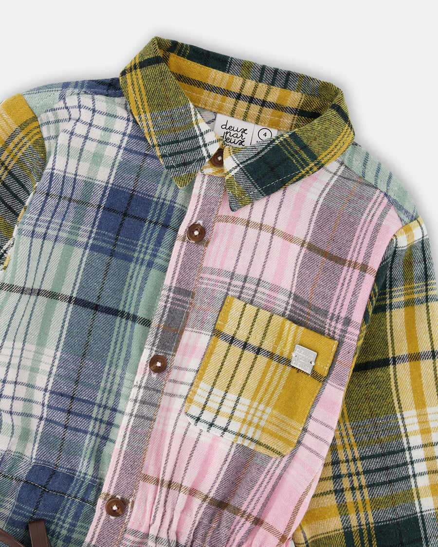 Shirt Dress With Belt Green Pink And Yellow - H20J86_000