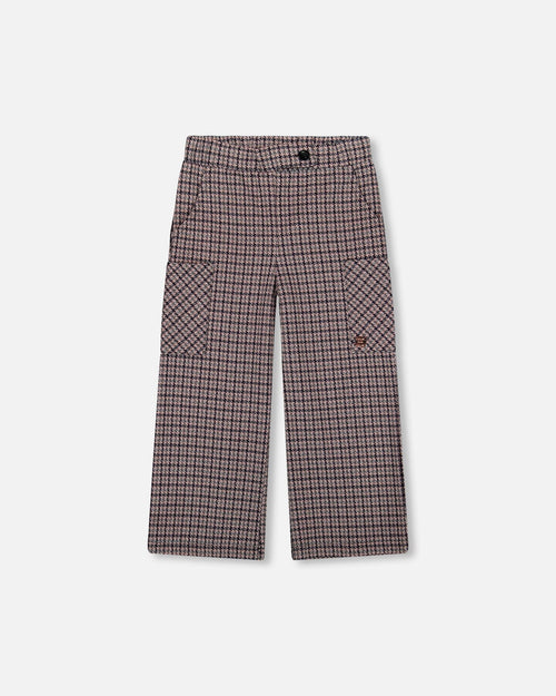 Jacquard Knit Flare Pants With Houndstooth Pattern - H20K20_076