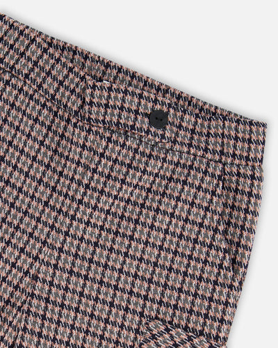 Jacquard Knit Flare Pants With Houndstooth Pattern - H20K20_076