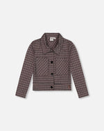 Jacquard Knit Jacket With Houndstooth Pattern - H20K52_076