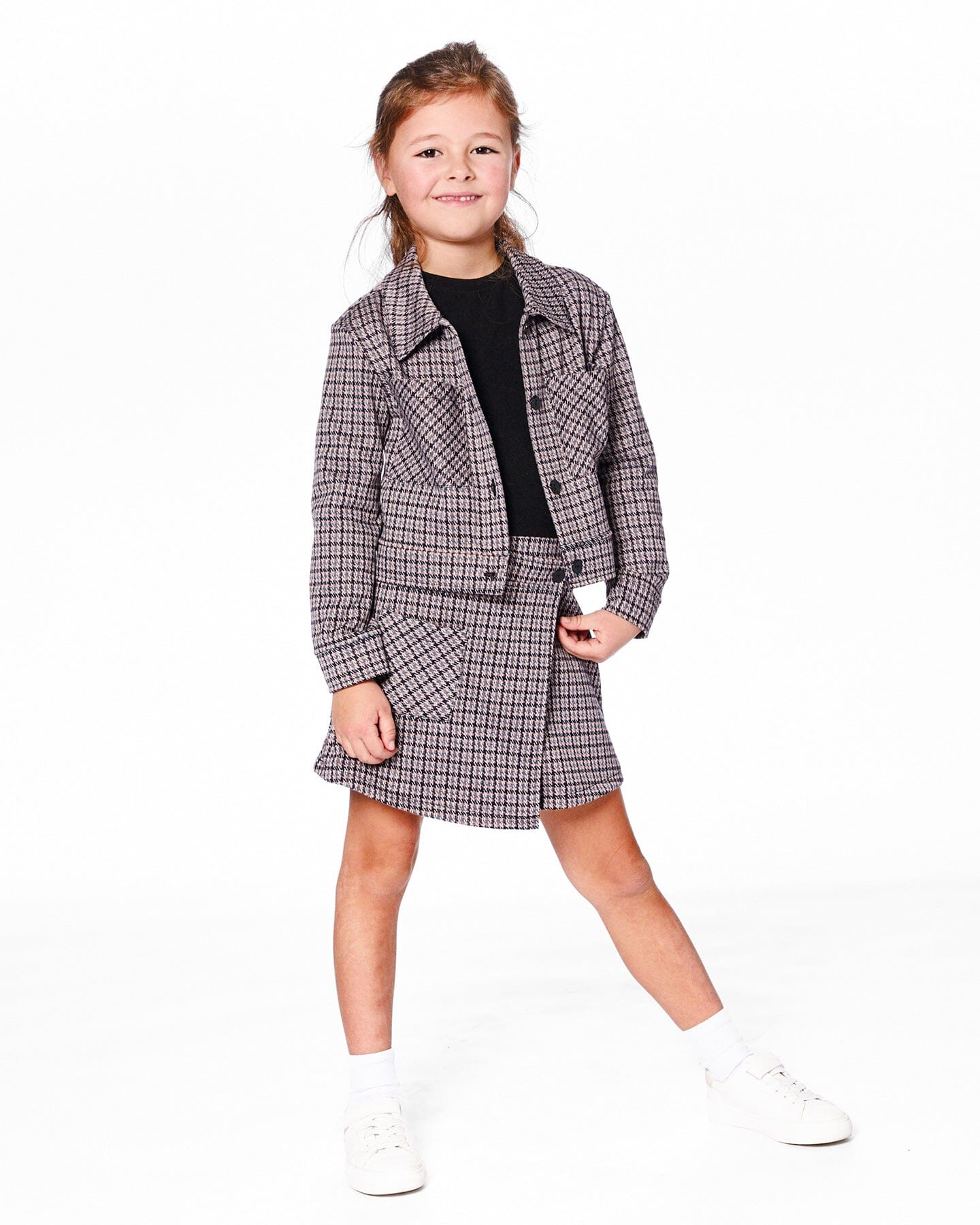 Jacquard Knit Jacket With Houndstooth Pattern - H20K52_076