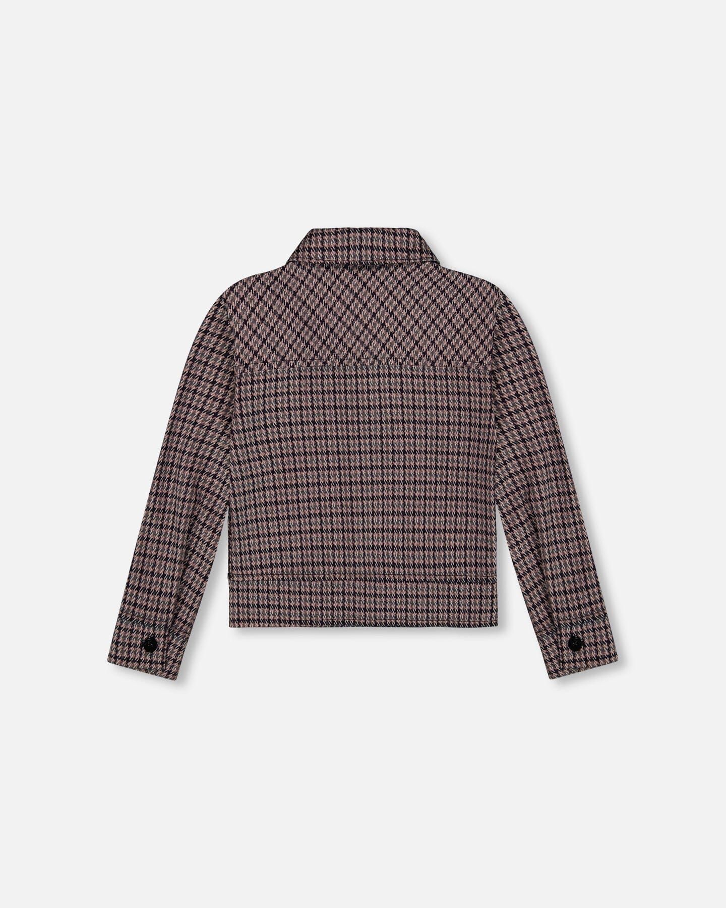 Jacquard Knit Jacket With Houndstooth Pattern - H20K52_076