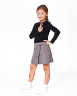 Bi-Material Dress Black And Houndstooth - H20K86_076