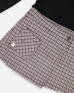 Bi-Material Dress Black And Houndstooth - H20K86_076