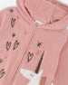 Hooded Knit Cardigan Dusty Pink With Unicorn Intarsia - H20KT31_650