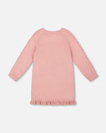 Knitted Dress Dusty Pink With Unicorn Intarsia - H20KT85_650
