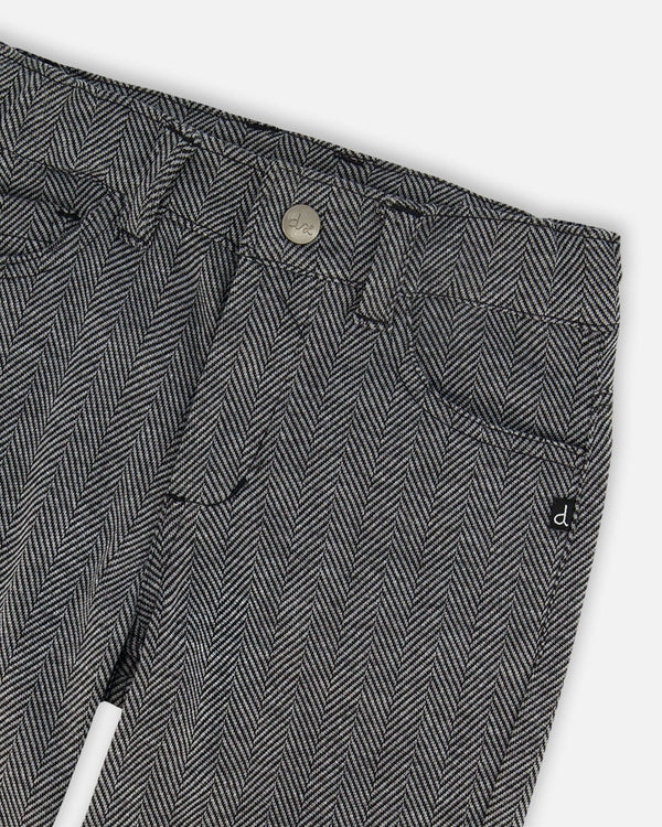 Stretch Jacquard Pants Grey Herringbone - H20LB21_000