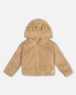 Faux Fur Hooded Jacket Nougat - H20LG50_116