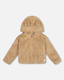 Faux Fur Hooded Jacket Nougat - H20LG50_116