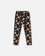 Jersey Leggings Black Teddy Bear Print - H20LG60_000