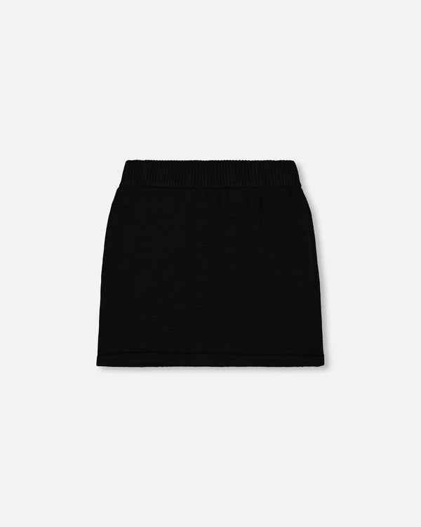 Knitted Skirt Black With Bear Intarsia - H20LGT80_999